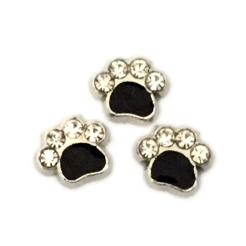 Crystal Dog Paw Footprints Floating Charms For Living Memory Glass Locket Pendants Necklace DIY Accessories 10pcs/lot | Украшения и