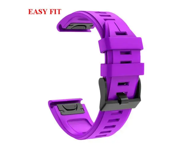 Purple 26 22 мм ремешок для часов Ремешок для Garmin Fenix 5 5X3 3 HR Fenix 6X6 6S S60 MK1 часы Quick Release силиконовый ремешок Easyfit - Цвет: Purple