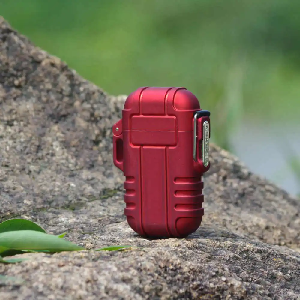 red Usb-зажигалка, водонепроницаемая, для сигарет, для курения, с двойной дугой, зажигалка для улицы, кемпинга, спорта - Цвет: red
