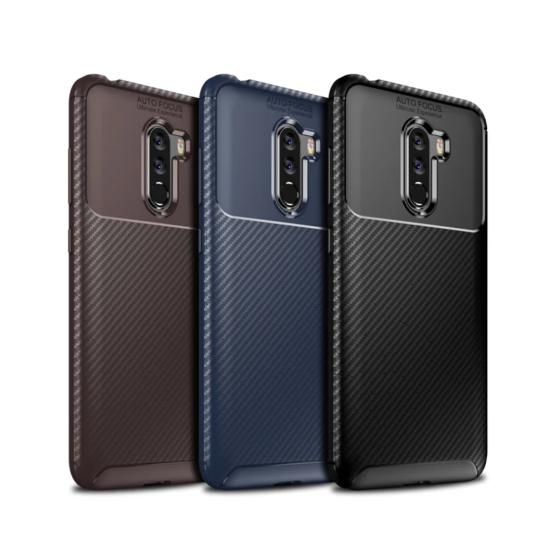 Чехол из углеродного волокна для Xiaomi Pocophone F1 Противоударная задняя крышка ТПУ Для