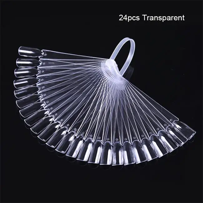24pcs transparent 20 шт 32 шт цветные карты накладные ногти веер прозрачный белый дизайн ногтей Практика Дисплей инструменты - Цвет: 24pcs transparent