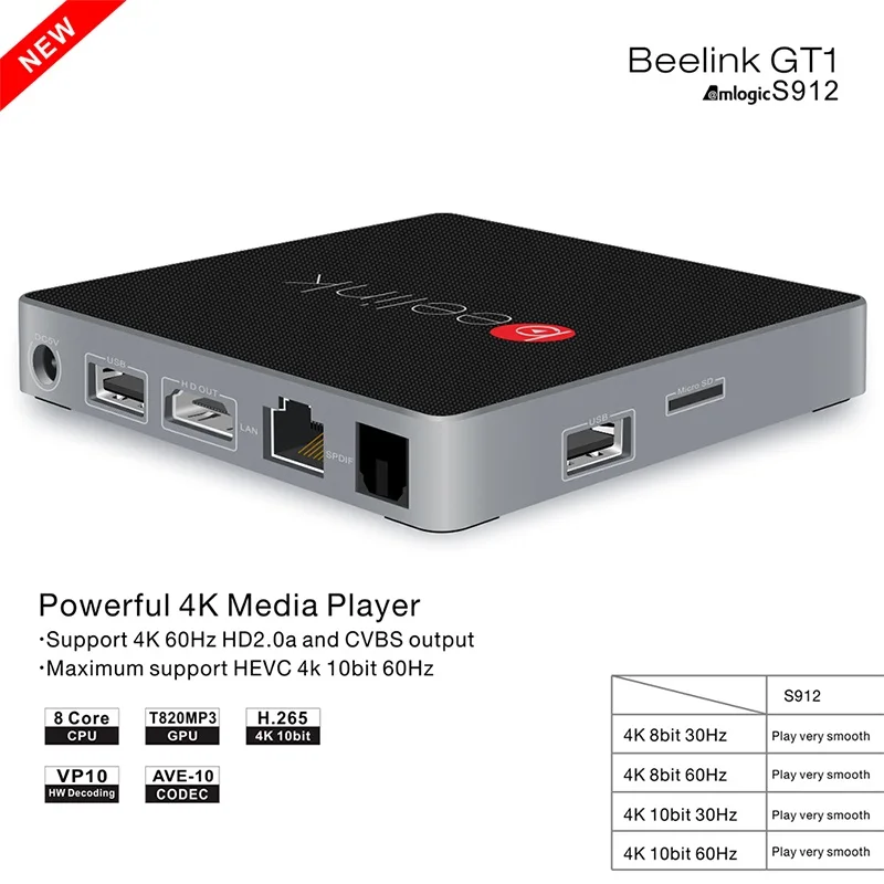 Beelink GT1 20 шт./лот ТВ приставка Android 6 0 Amlogic S912 Восьмиядерный H.265 2 4G 5 8G двойной WiFi|amlogic