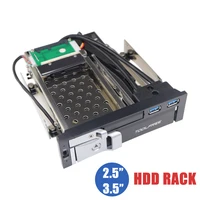5 25 optical dual bay tray less mobile rack enclosure for 2 53 5 inch satat iii hdd ssd with 2 port usb 3 0 hub for desktop pc