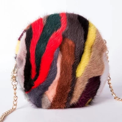 Real Mink hair fur bags women bag NEW chain shoulder winter plush handbags crossbody Girls party clutch purse multicolour | Багаж и сумки