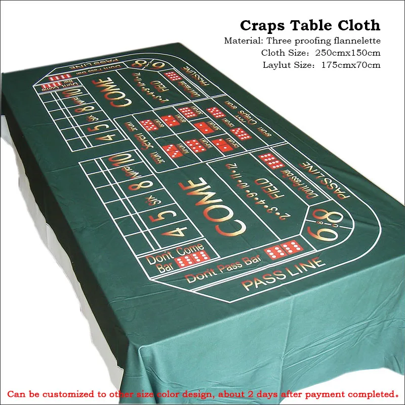 Craps скатерть игровой макет казино коврик три расстойки фланелет 250 см x 150 см