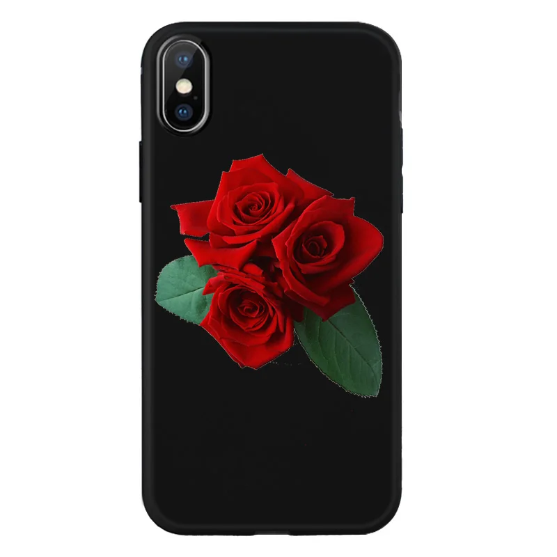 Colorful Brilliant Rose Peony Flowers cell Black phone Cover case for iPhone 8 7 6 6S Plus X XS XR MAX Back Z651 |