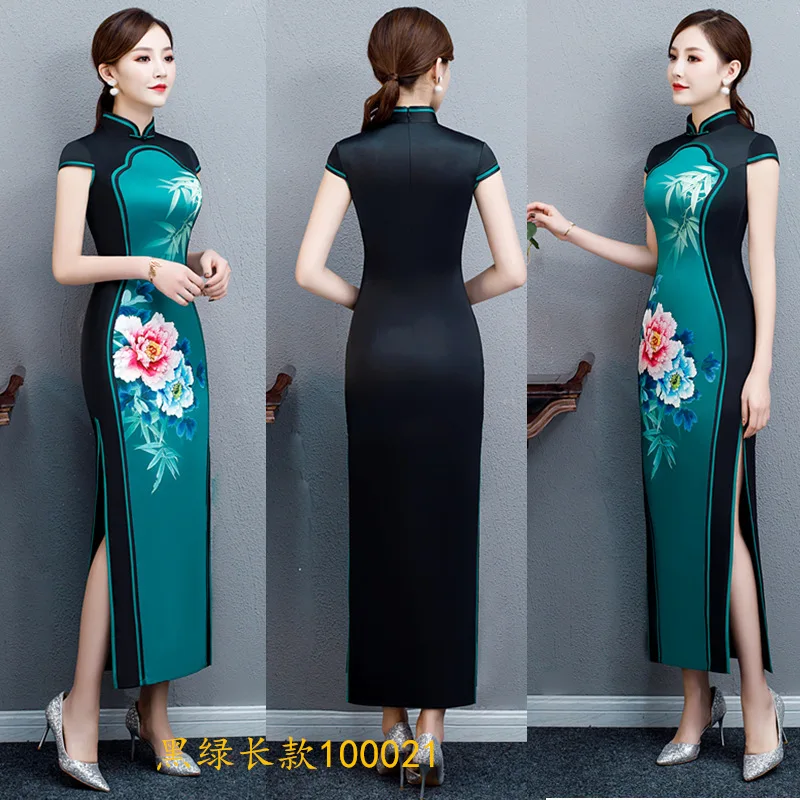 

Plus Size 4XL New Red Female Satin Traditional Chinese Dress Embroidery Short Sleeve Elegant Qipao Vintage Oriental Cheongsam