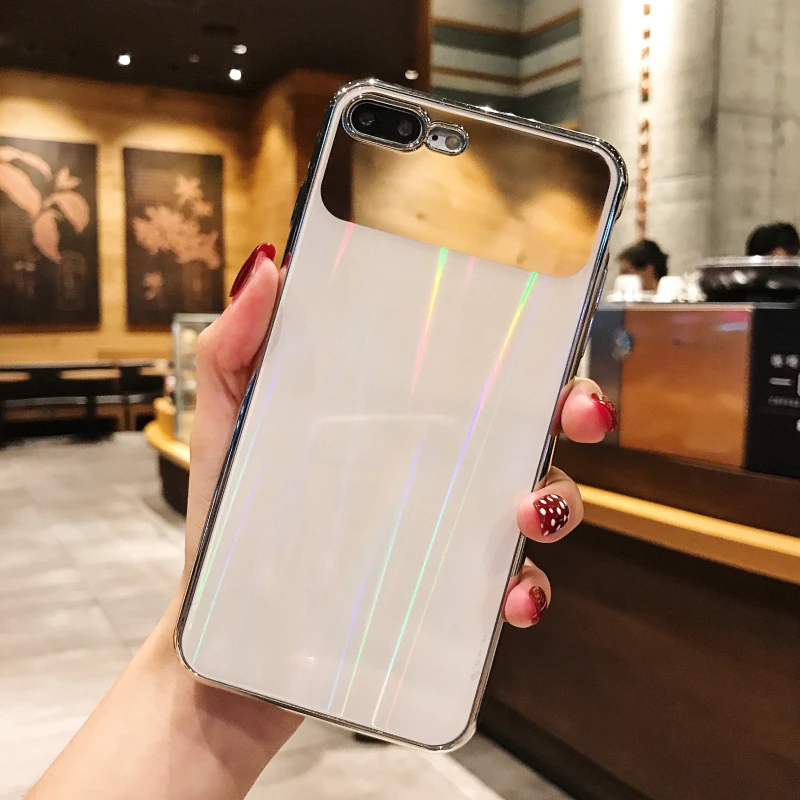 WMZSUCC Laser Rainbow Tempered Glass Phone Case for iPhone X 8 7 Back Cover 6 6s Plus Wholesale |