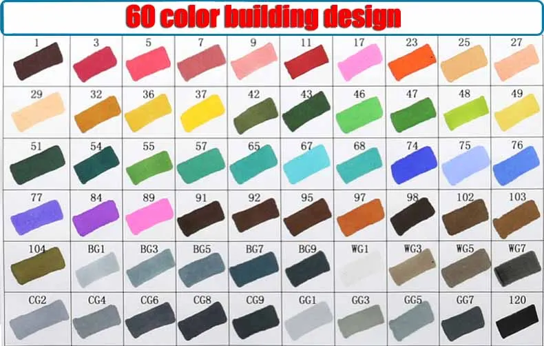 60 building design 30/40/60/80 художника с двойной головкой Маркер Набор маркером в наборе, манга анимация дизайн Краски эскиз маркеры для рисования товары для рукоделия - Цвет: 60 building design