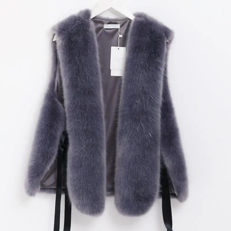 

Women's Faux Fur Coat Vest V-Neck Fur Waistcoats Jacket