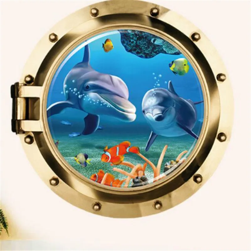 DIY 3D морские животные портол наклейки на стену виниловые для детской комнаты