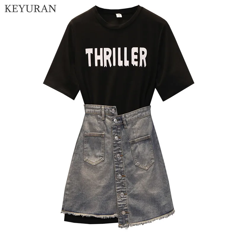 2019 модные летние Для женщин девушки письма с принтом длинными свободными