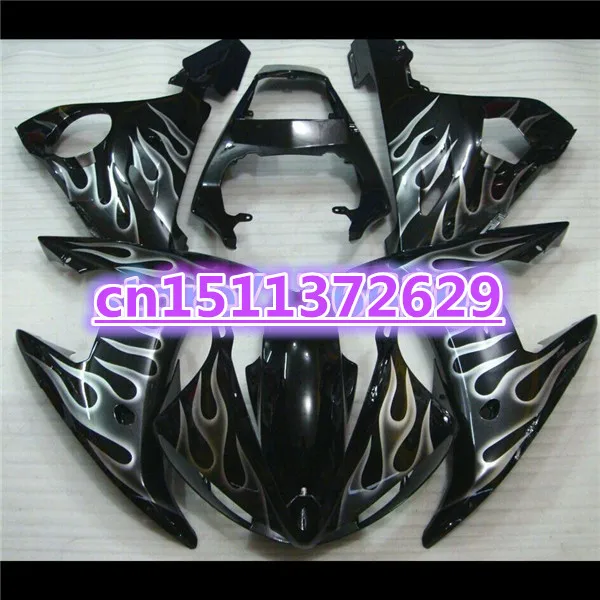 

Bo NEW ABS Fairing bodywork for YZF R6 2003 2004 2005 YZF-R6 03 04 05 white flames in black YZFR6 600 03-05 fairing kit