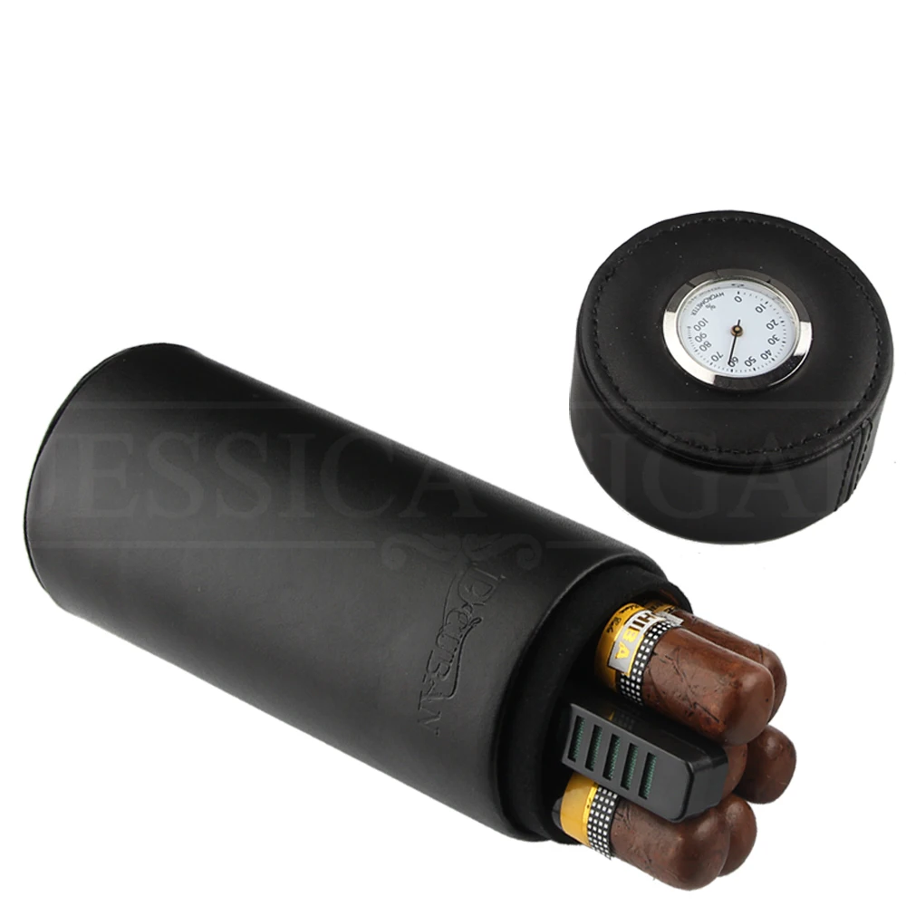 COHIBA кожаный дорожный хьюмидор, коробка для сигар из кедрового дерева, портативный чехол для сигар с гигрометром и увлажнителем, коробка для гимидора, подходит для 5 кубинских сигар