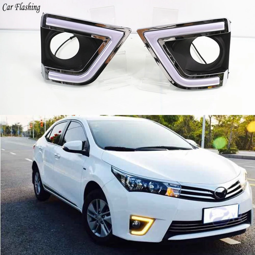 Автомобильный мигающий 2 шт. для Toyota Corolla светодиодный DRL дневные ходовые огни дневного света с сигналом поворота авто