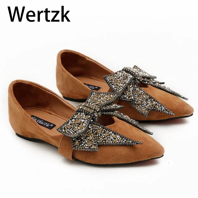 Обувь на плоской подошве женская обувь с бантом и стразами zapatillas mujer 2019 г. deerskin