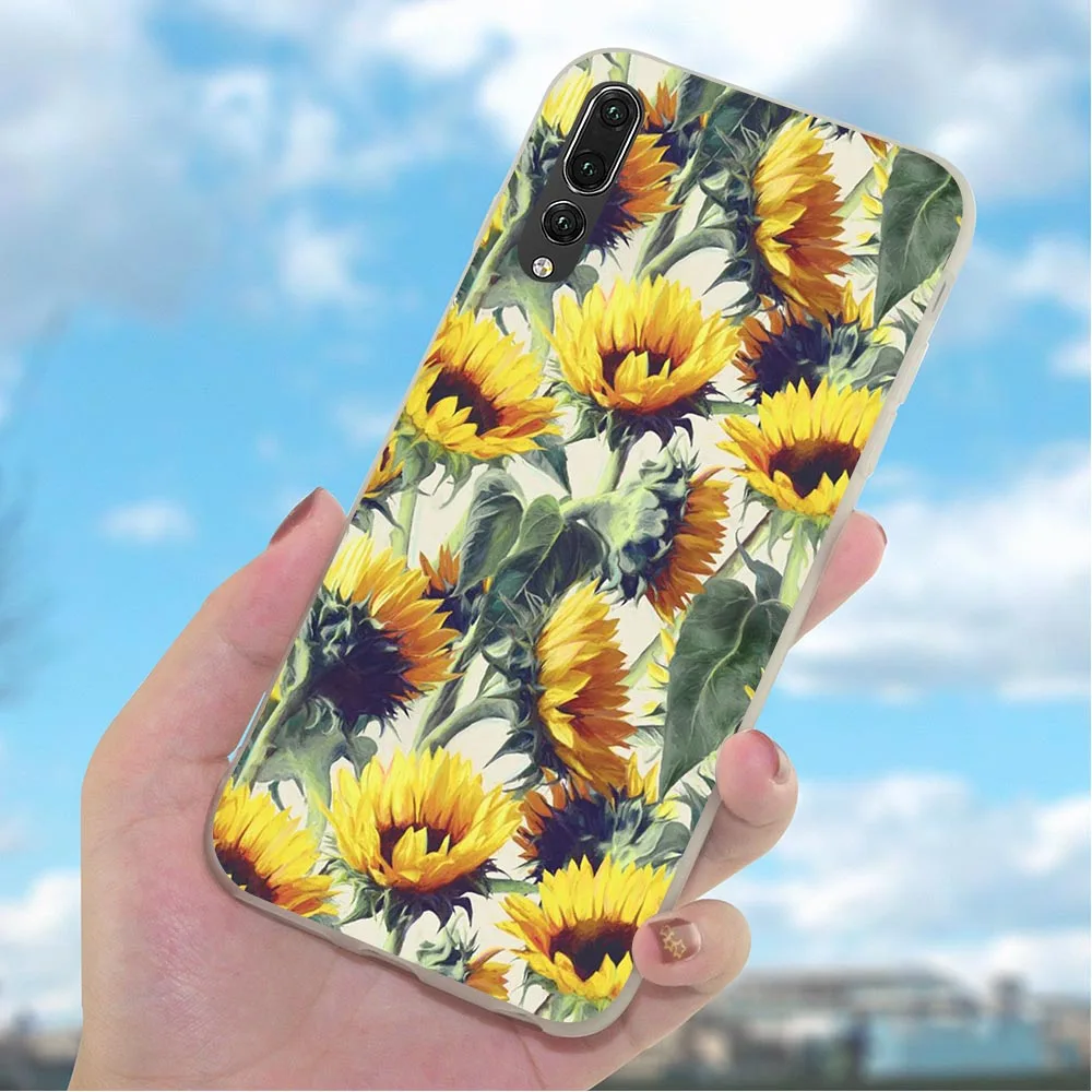 Мягкий чехол для телефона из ТПУ с рисунком пиона розы маргаритки Huawei P20 P30 Pro P10 P8