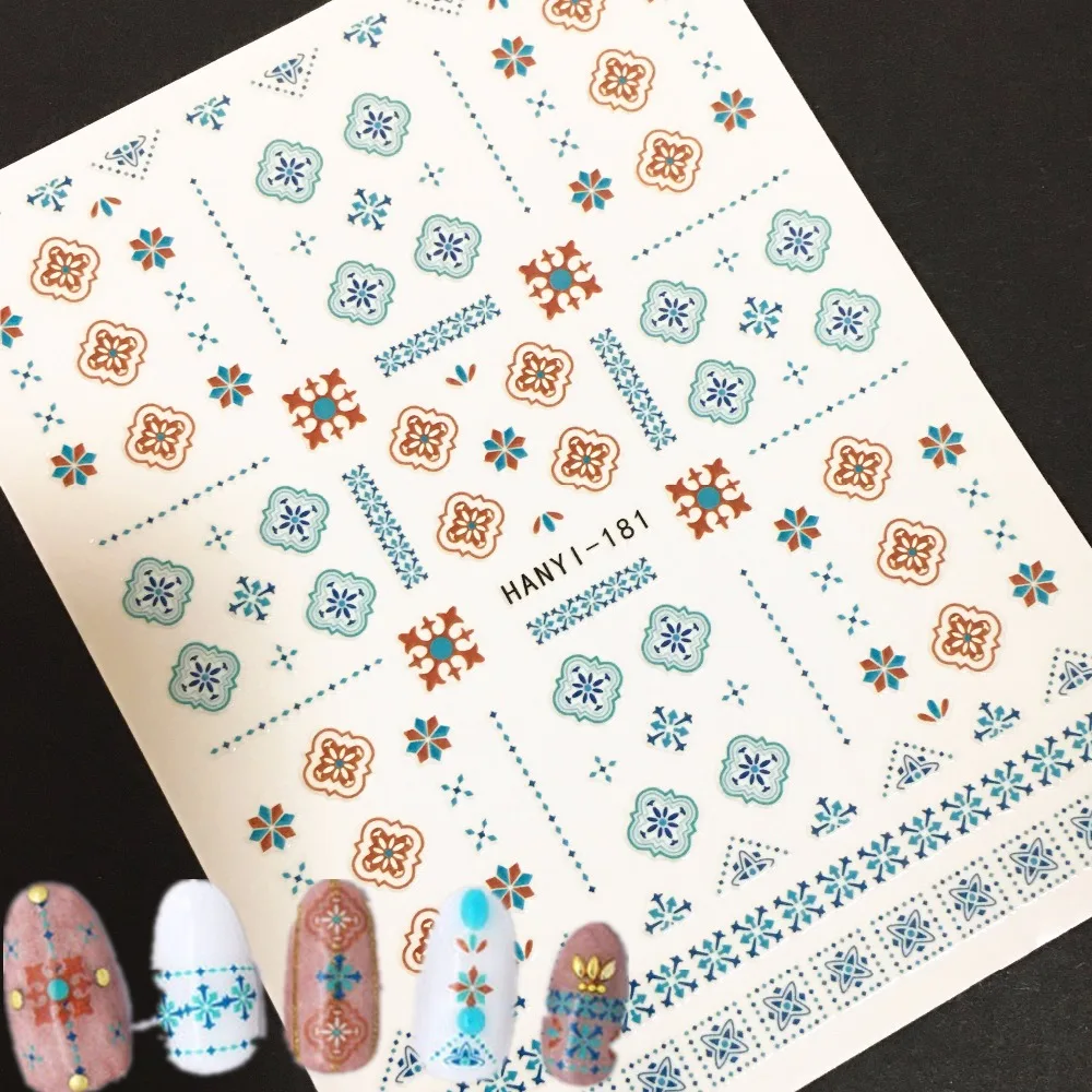 

Newest HANYI-181 3d nail stickers decals template Japan style back glue DIY decoration wraps