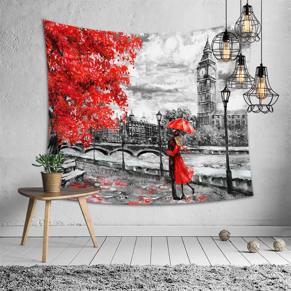 SOFTBATFY Tower Tapestry Headboard Castle Wall Hanging Bedspread Dorm Home Decor | Дом и сад