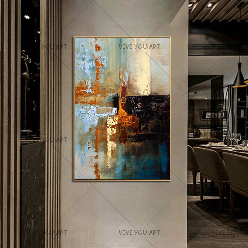 Абстрактный синий и серый яркий цвет парусина искусство фотообои для гостиной