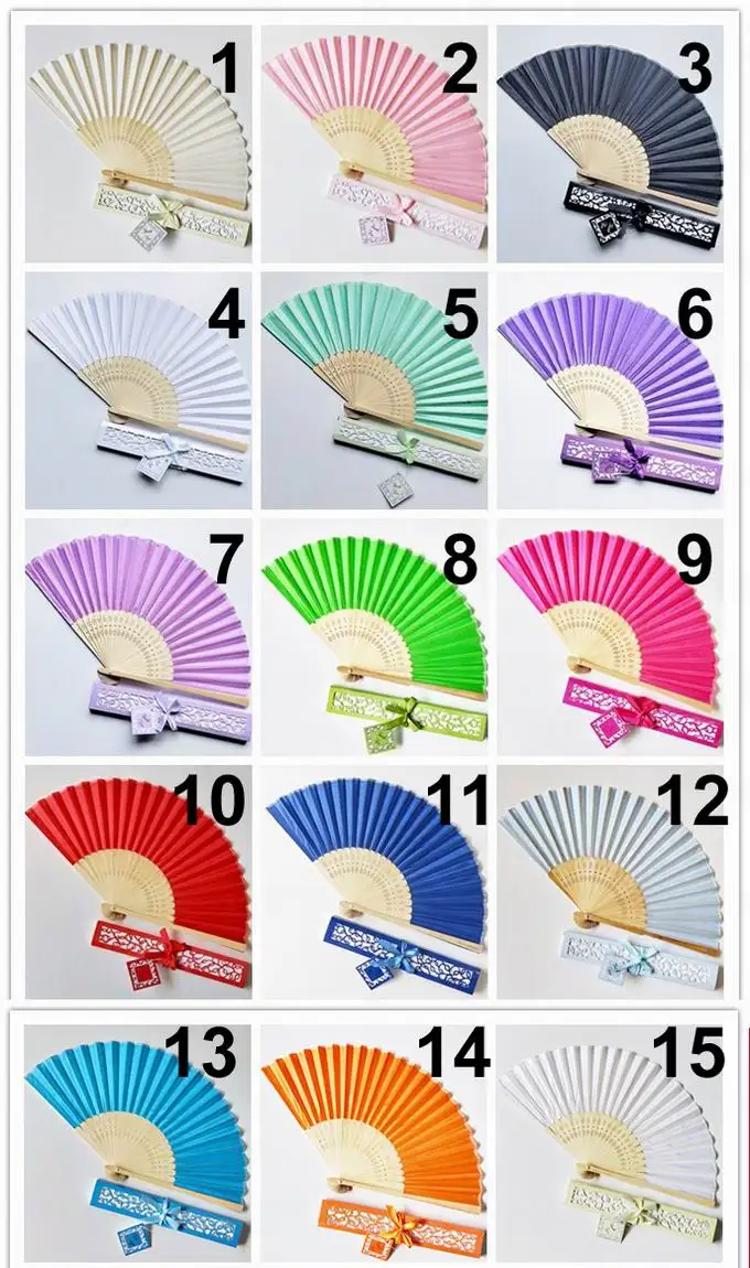 15 color mix color 15 шт./лот Персонализированные Роскошный шелк раза стороны вентилятора в элегантном лазерной резки Подарочная коробка+ вечерние сувениры/свадебные подарки+ печать - Цвет: 15 color mix color