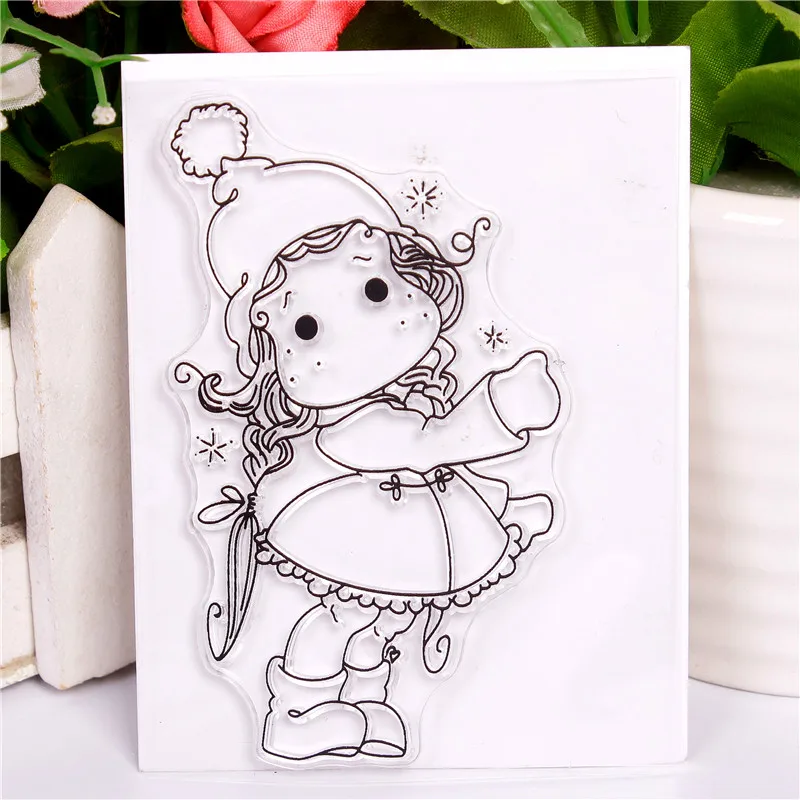 DLKSDI мультфильм девушка прозрачный штамп DIY силиконовые уплотнения