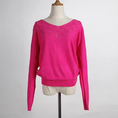Rose Red ZADORIN однотонный вязаный свитер с длинным рукавом и v-образным вырезом для женщин, вязаный укороченный свитер, пуловер, женские свитера, винтажный джемпер - Цвет: Rose Red
