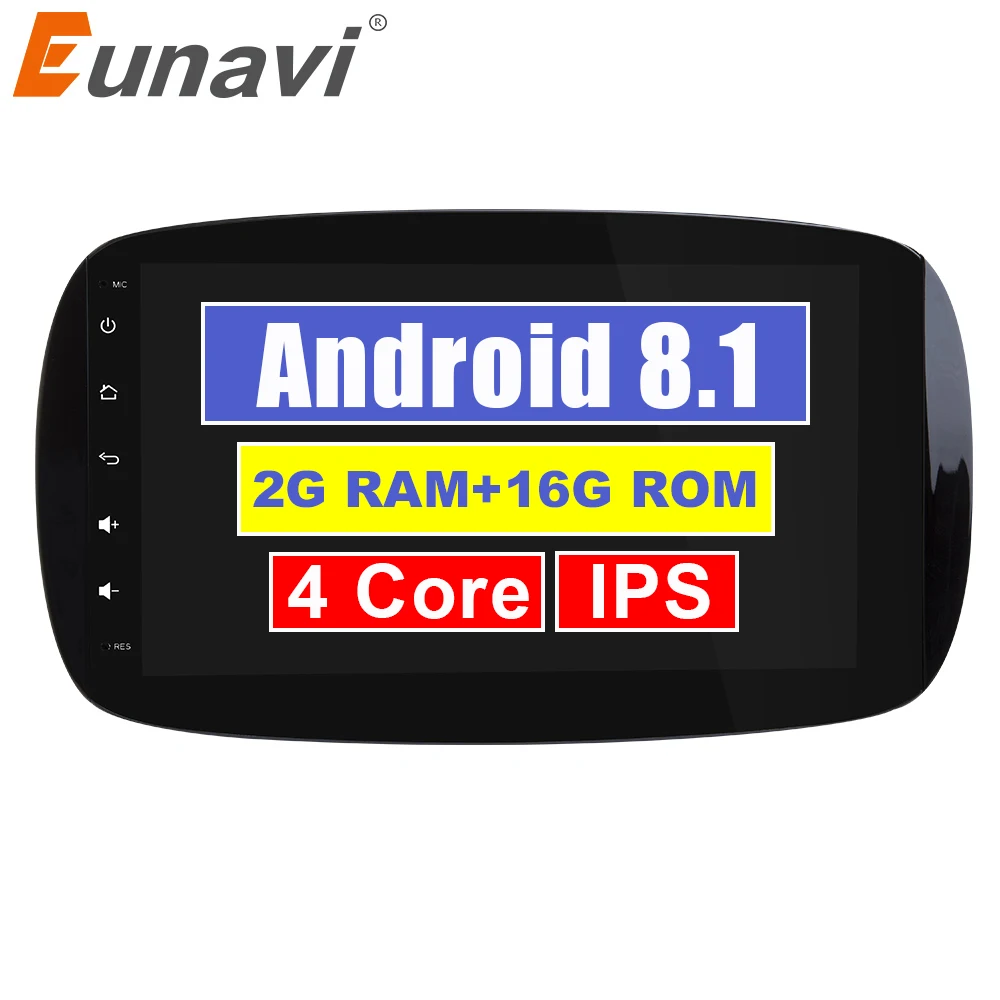 Eunavi одиночный 1 Din Android 7 автомобильный Радио стерео 2G ram Авторадио gps навигация для