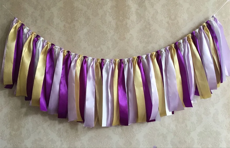 Новинка фиолетовый золотой баннер 1 шт. детский высокий стул флажки принцессы