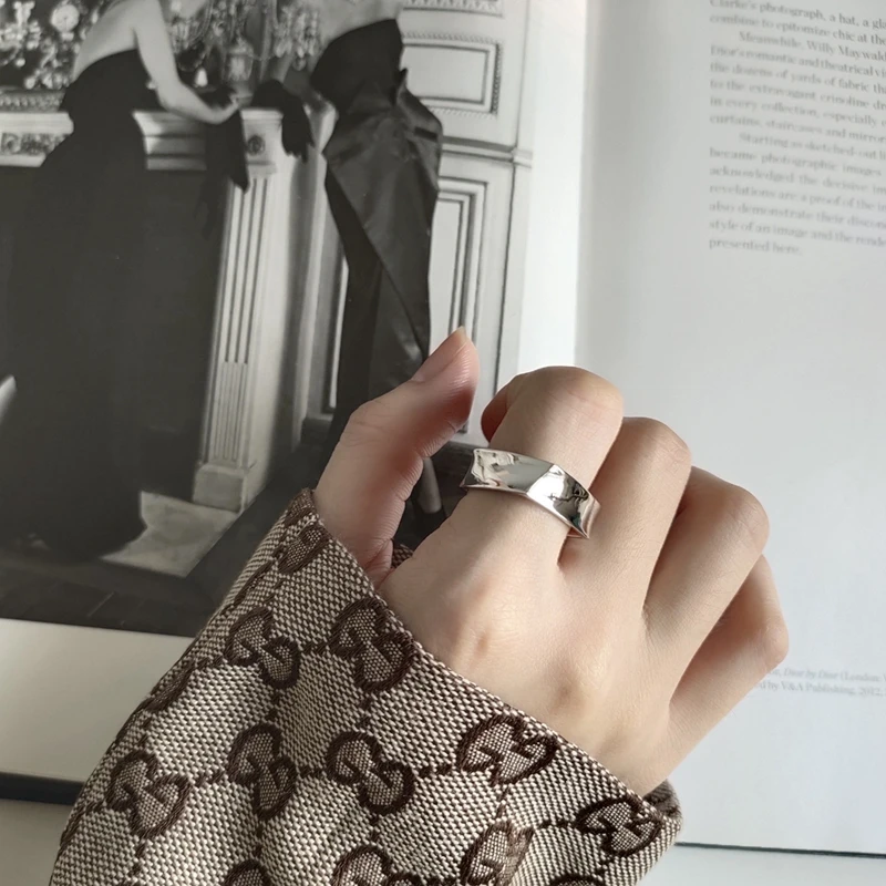 LouLeur, настоящее Серебро s925 пробы, вечерние кольца, квадратные геометрические, нейтральные, в стиле хип-хоп, открытые кольца для женщин, модные ювелирные изделия, подарок, новинка