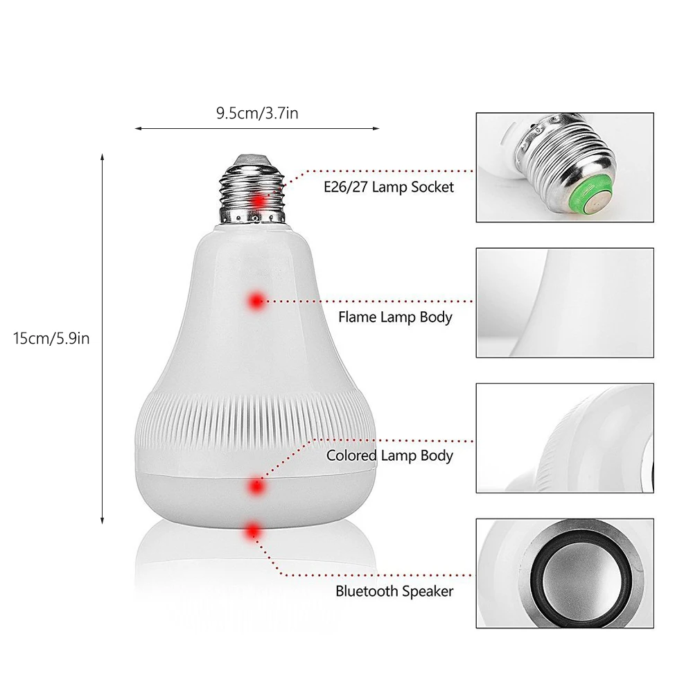 Беспроводной Bluetooth динамик Donwei E27 + 12 Вт RGB лампа с пламенем 110 В 220 умсветильник