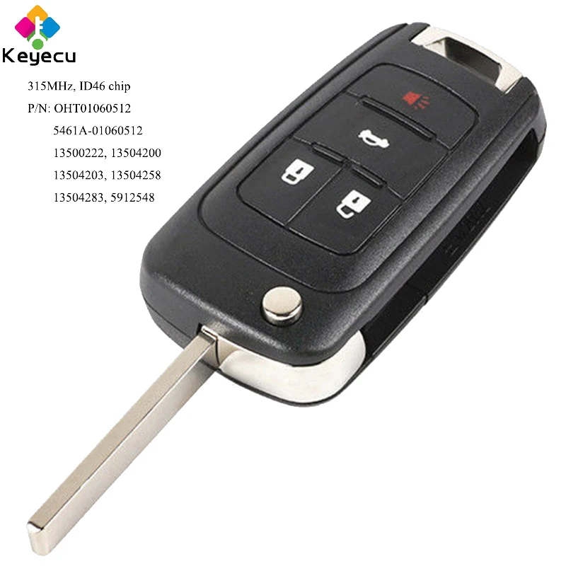 Запасной пульт дистанционного управления KEYECU с 4 кнопками и чипом 315 МГц ID46 для Buick