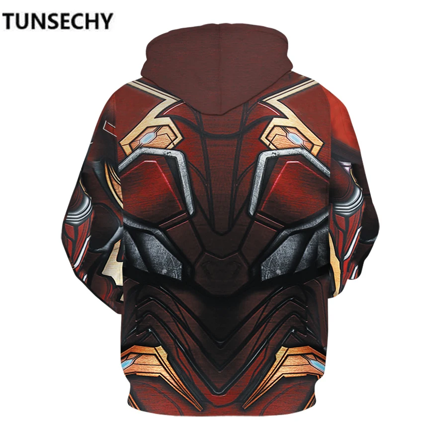 TUNSECHY 2018 мужские толстовки Модные с 3D принтом Человека-паука Уличная Повседневная