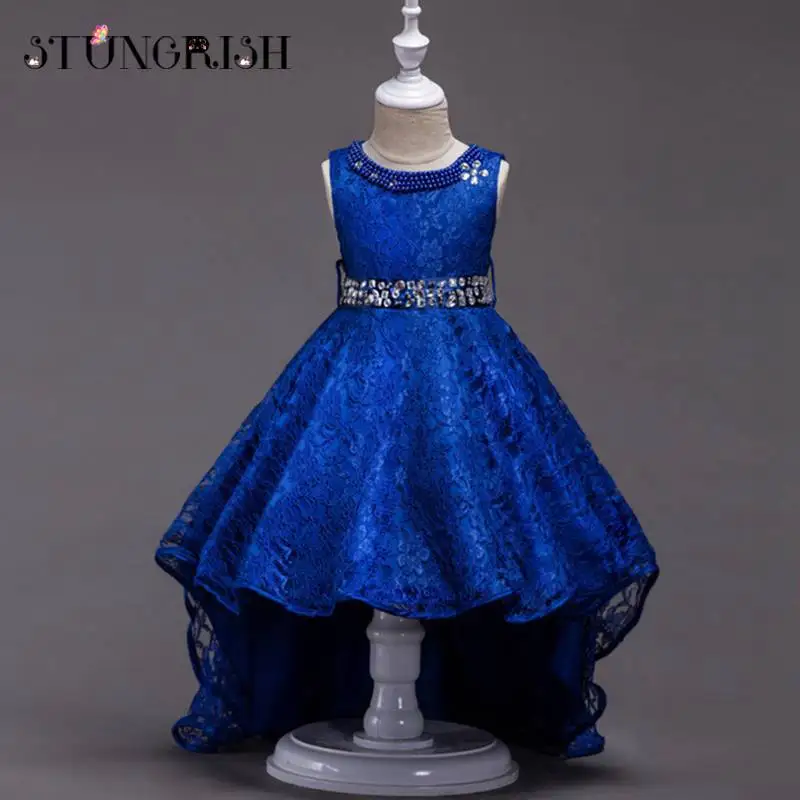 Baby girl clothes sleeveless solid color luxury trailing dress summer fashion princess ball party wedding flower girls | Детская одежда