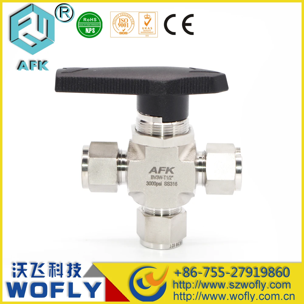Трехходовой шаровой кран Mini ss высокого давления 3000psi 1/2 дюйма|ball valve|three way ball valvehigh