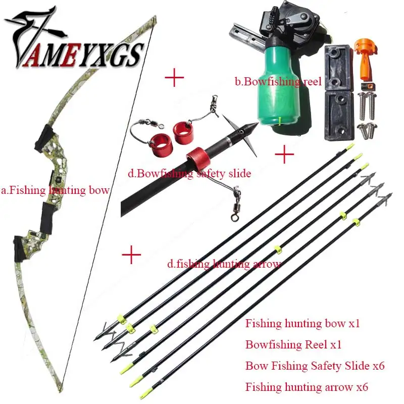 Bowfishing Set Assemble Bow Fishing Archery Arrow Reel Spincast Reel Slingshot Recurve Compound Bow Shooting Arrow Hunting