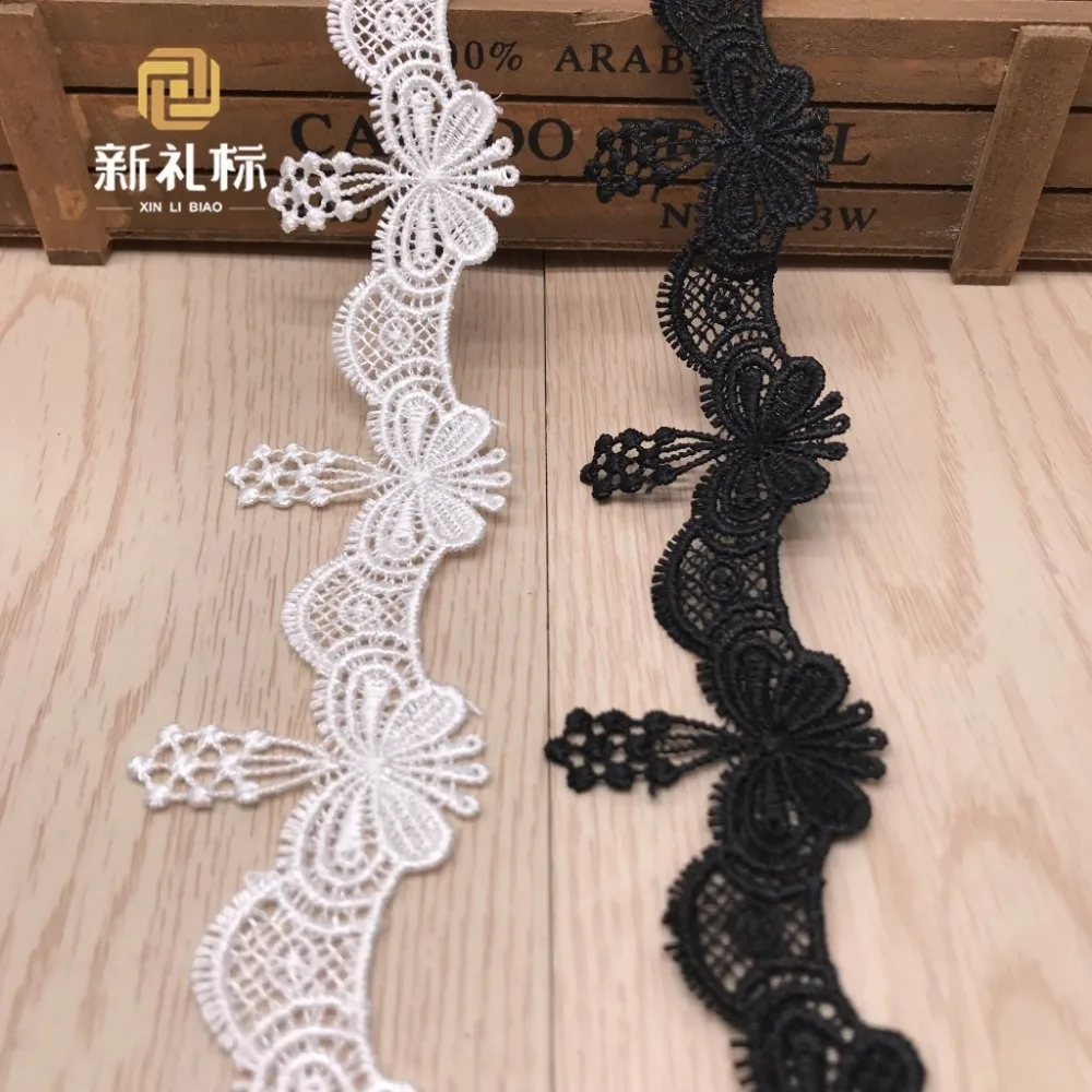 

15yards Cute Butterfly Lace Trim White Polyester Venise Lace Ribbon Sewing Material Craft Black DIY Clothing Garment Accessories
