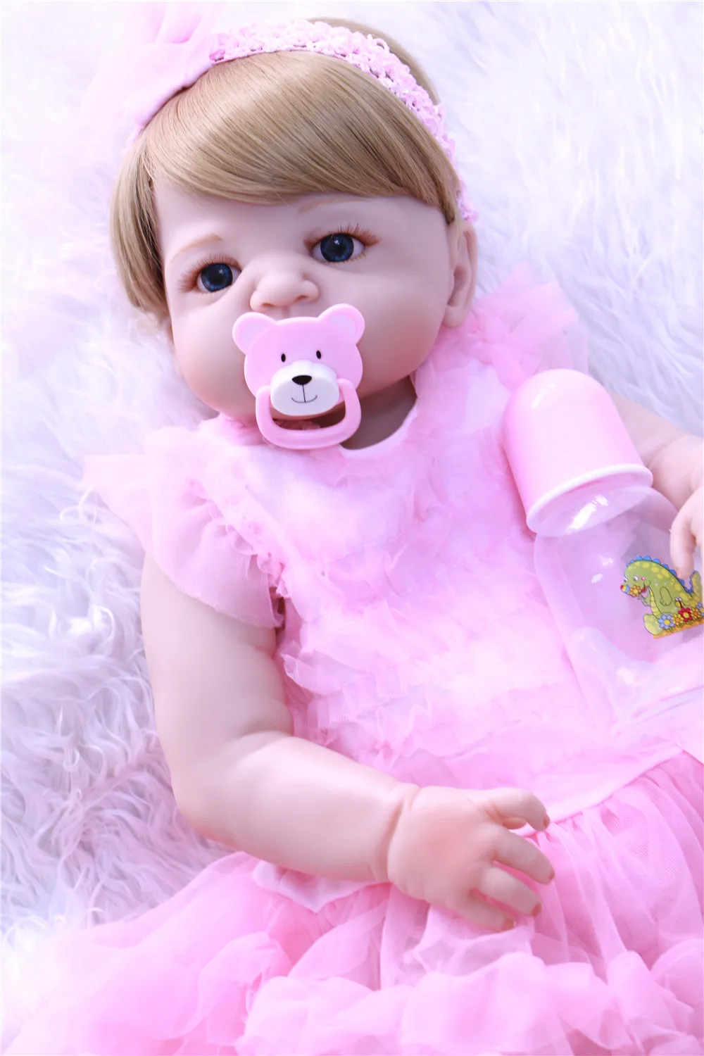 

55cm Full Silicone Body Reborn Girl Baby Doll Toy Lifelike Vinyl Princess Toddler Doll Birthday Gift Present Girl Brinquedos