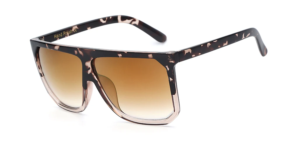 Leopard and clear Солнцезащитные очки для женщин, фирменный дизайн, модные роскошные негабаритные Винтажные Солнцезащитные очки, квадратные солнцезащитные очки, Ретро стиль, женские плоские очки - Цвет линз: Leopard and clear
