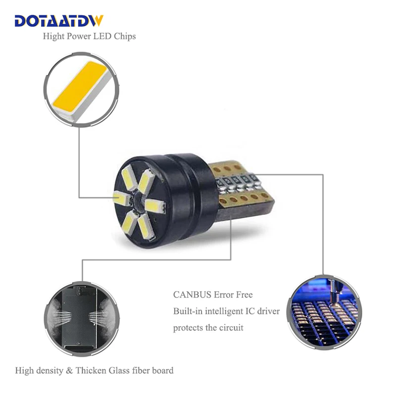 2x T10 SMD 3014 Автомобильный светодиодный номерной знак Авто Canbus светильник W5W 168 194 для