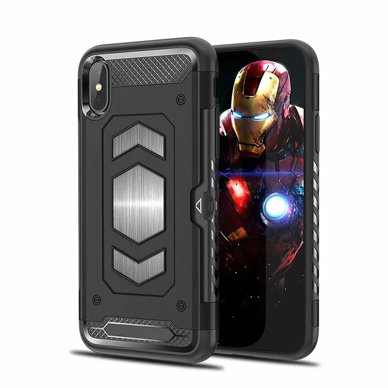 Противоударный бронированный чехол с держателем для карт iPhone X XR XS MAX 8 7 6