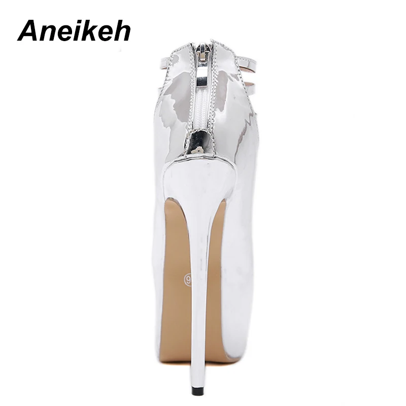 Aneikeh/; Босоножки на платформе и высоком каблуке из расшитой блестками ткани; Летние пикантные вечерние босоножки-гладиаторы на молнии с открытым носком; женская обувь; Размеры 4-9