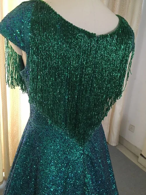 Зеленый Bling fanatico Borlas de cabo vestido de formatura шикарное длинное платье-накидка с кисточками, выпускное платье с большим v-образным вырезом, Платья для особых случаев - Цвет: Зеленый