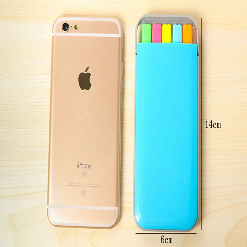

5pcs Candy Color Solid Highlighter Marker Pen Oblique Hilighter Permanent Pen Office School Stationery Kid Gifts Box Water Color