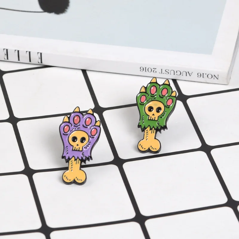 2019 эмалированный значок с изображением животных собак кошек лап костей панк