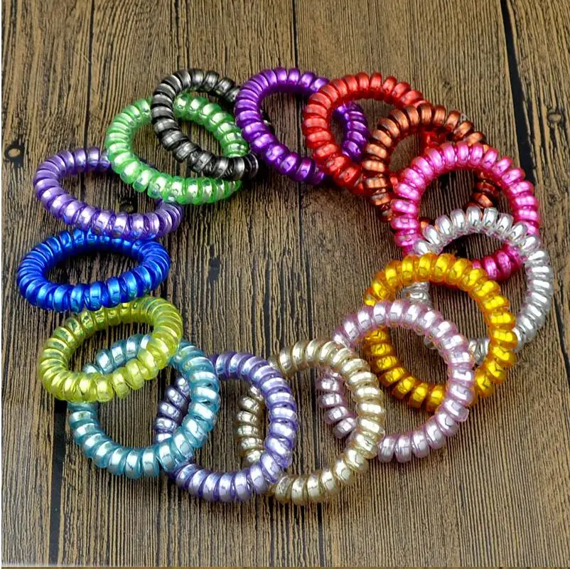 10 шт./лот большая резинка для волос с телефонной проволокой спиральная цветная