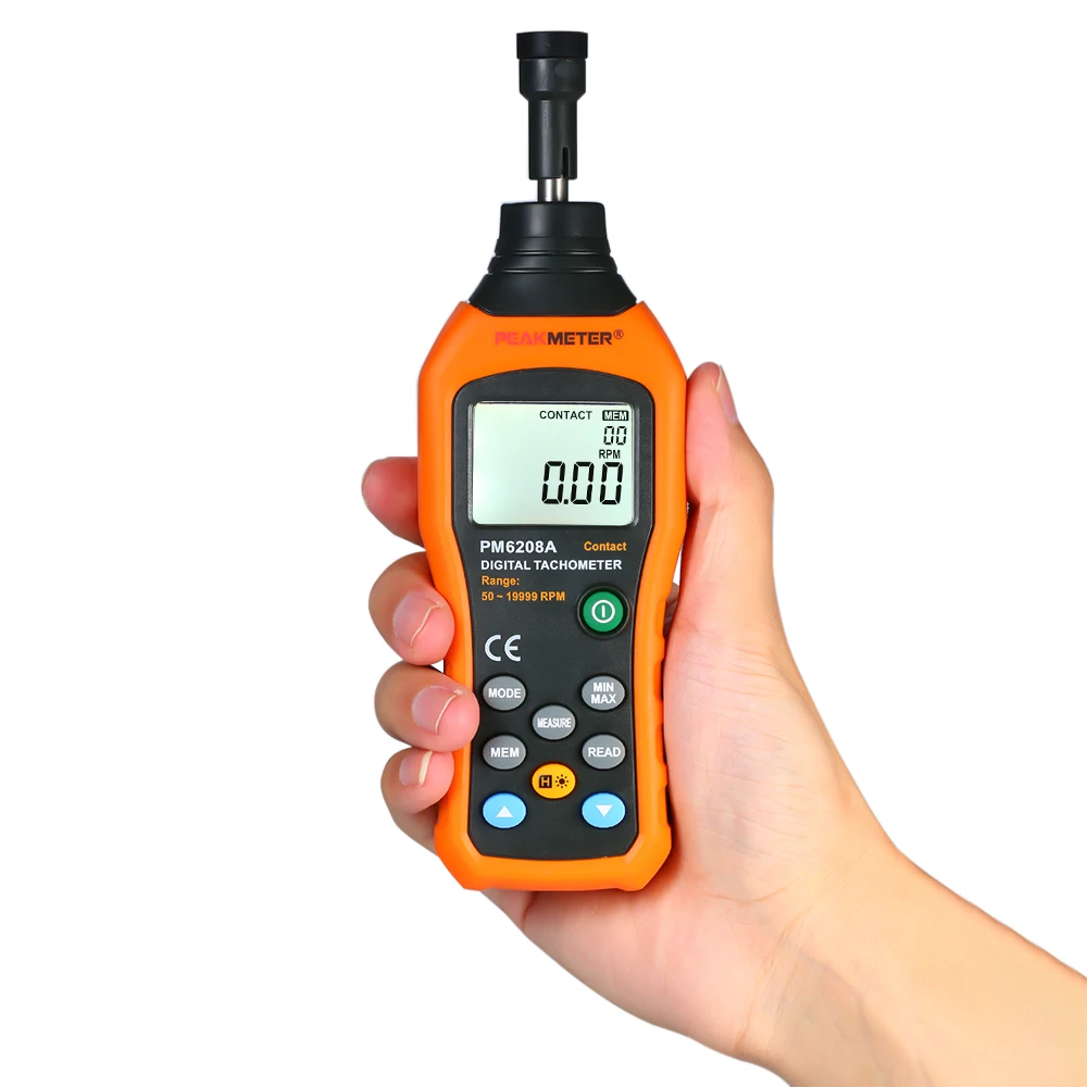 PEAKMETER PM6208A цифровой тахометр ручной Связаться двигателя Цифровой широкий