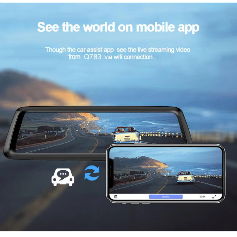 Автомобильный видеорегистратор QUIDUX 4G Android 10 &quotIPS полное зеркало GPS навигация ADAS FHD