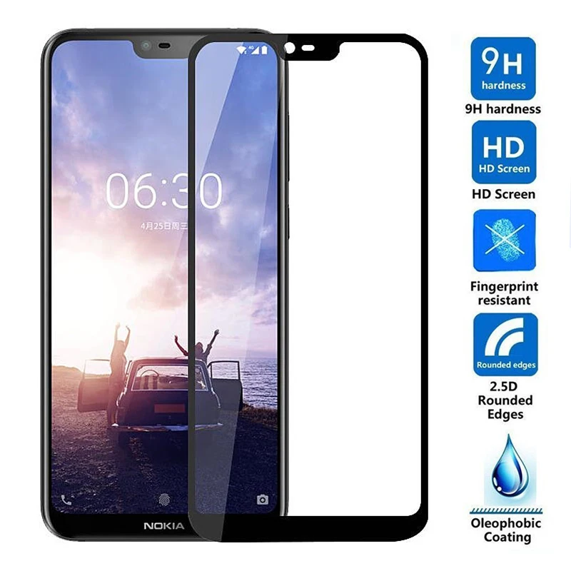 Для Nokia X6 Стекло с уровнем твердости 9H Экран протектор Закаленное Стекло на холсте для Nokia 6,1 5,1 7,1 8,1X5, 2, 3, 5, 6, 7 Plus, 8, защитная пленка