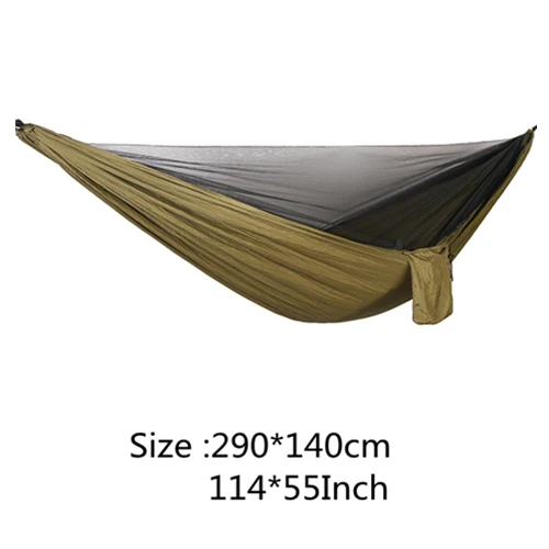 army green VILEAD 260*140 см гамак для кемпинга с москитом портативный стабильный высокопрочный каваны подвесная кровать для сна Пешие прогулки лежак туристический - Цвет: army green
